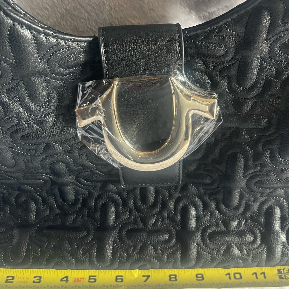 NWT True Religion Black Soft Leather Shoulder Bag - Picture 3 of 9